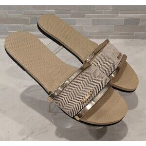 HAVAIANAS Women's You Trancoso Permium Sandas Zig Zag Strap Metallic 9/10